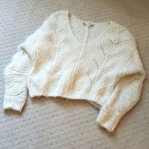 New Creamy Ivory Pink Rose sweater